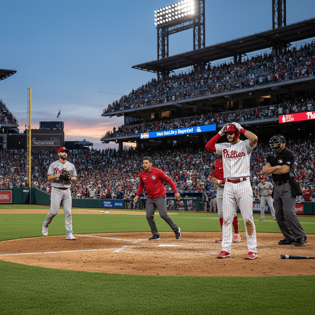 Bryce Harper sale del juego por migraña en la primera entrada