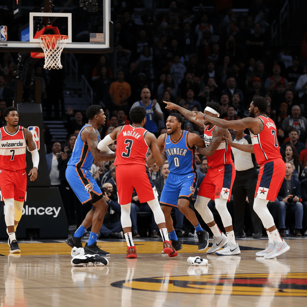 Cuatro expulsados tras altercado en el Thunder vs Wizards